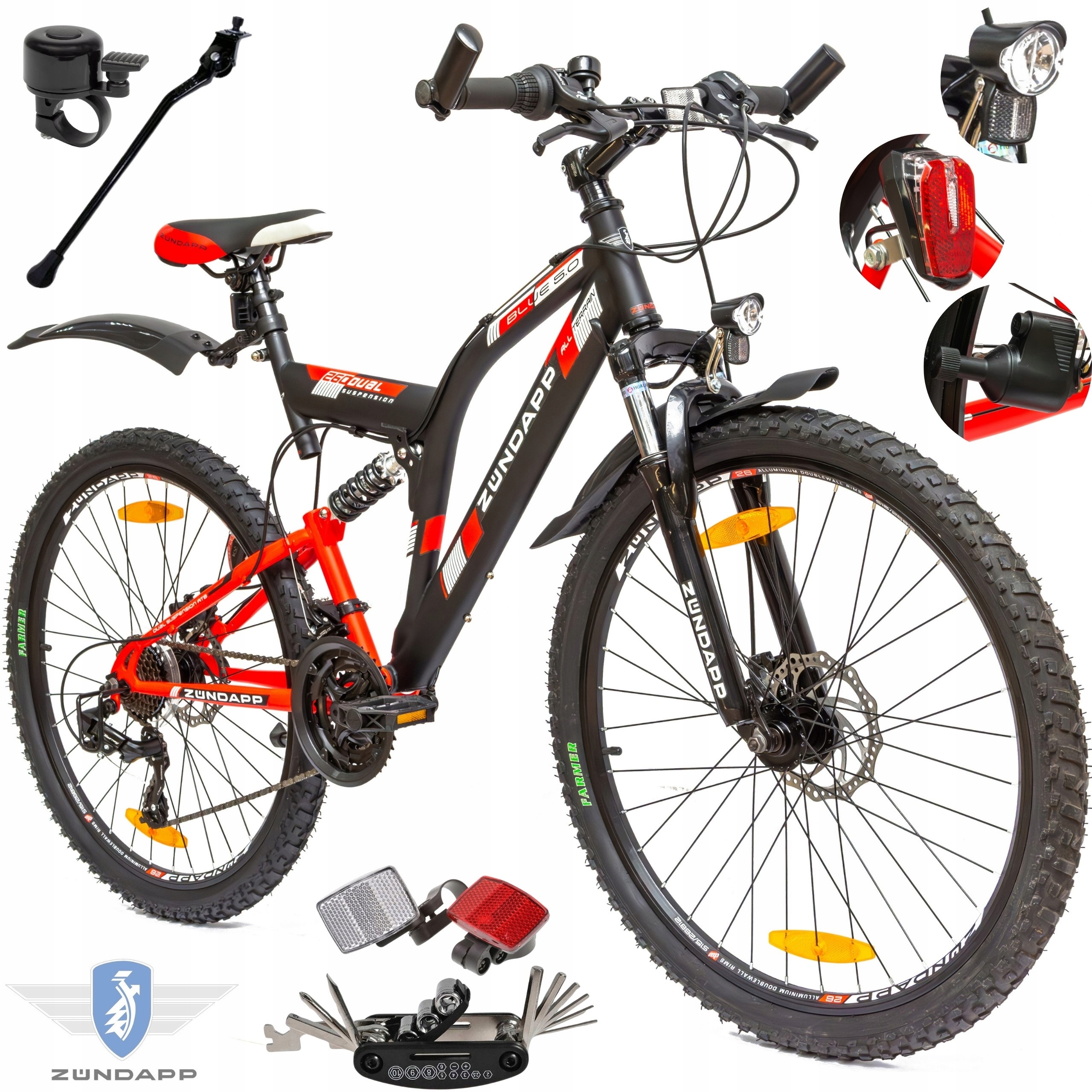 Rower Męski Górski 26 MTB Tarcze Damski Amortyzacja Oświetlenie Młodzieżowy