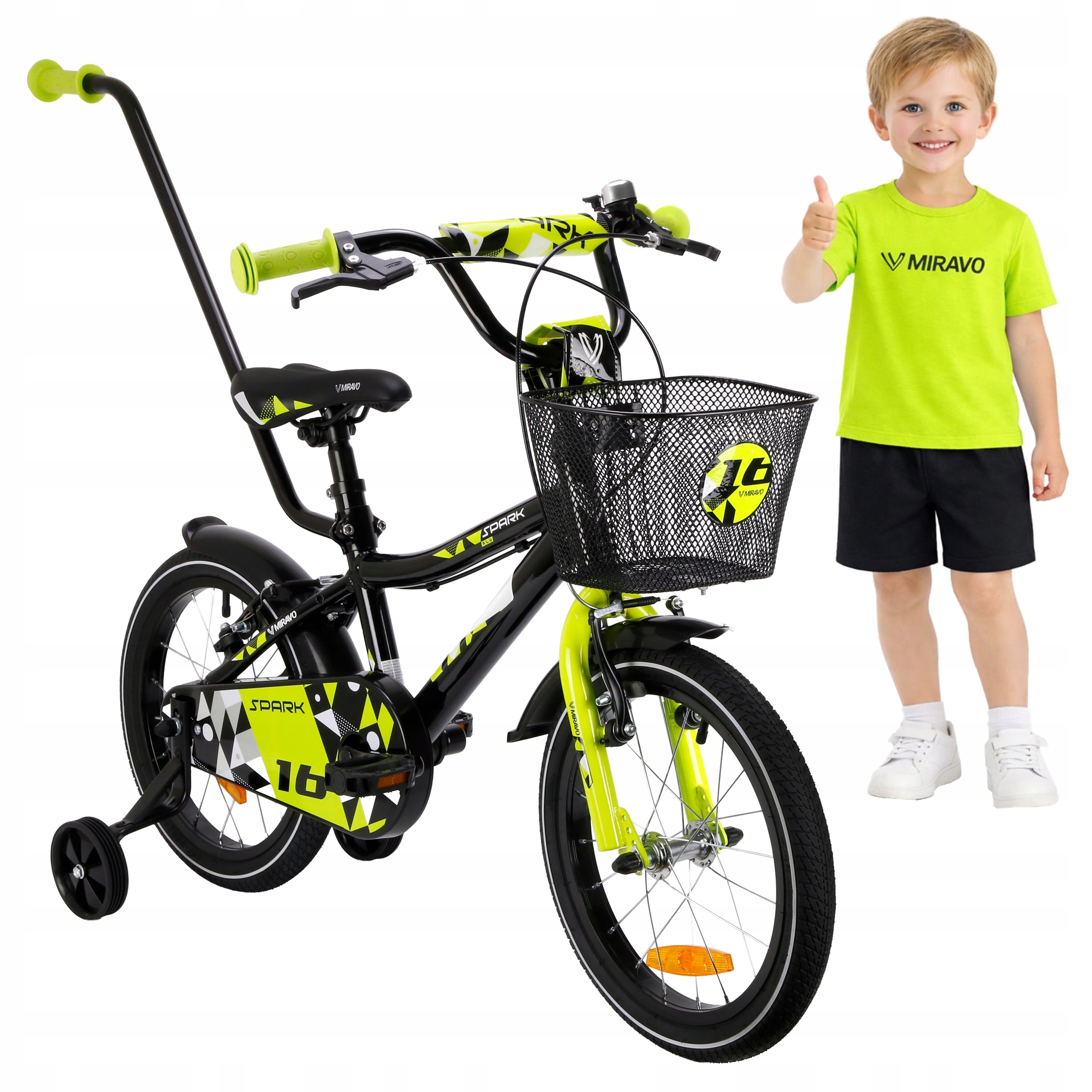 ROWEREK DZIECIĘCY 16 CALI MIRAVO ALUMINIOWY ROWER DLA CHŁOPCA LEKKI GRATISY